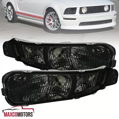 Smoke Bumper Lamps Fit 2005-2009 Ford Mustang Front Turn Signal Replacement Pair • $59.49