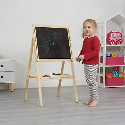 £31.99 • Buy Kids Wooden Easel - Height Adjustable, Double-Sided With Accessories