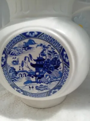 McCoy USA Pitcher Large Blue & White Blue Oriental Transfer #202  9 T  9 W • $10.39