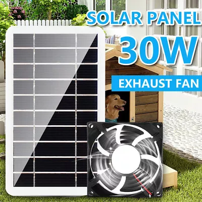30W Solar Panel Powered FanSolar Exhaust Fan Chicken Coop Fan Pet Ventilator • £12.92