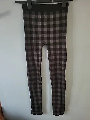 New Look Size S Small Black Grey Check Leggings (1023/51) • £5