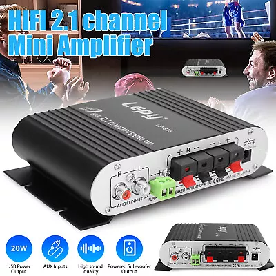 12V Car Home Audio Mini Stereo Amplifier 2.1 Channel HiFi Bass Speaker Power Amp • $18.98