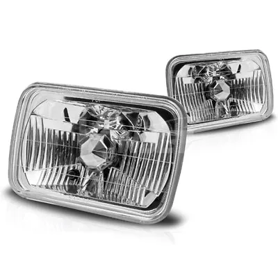 7  Rectangular Conversion Head Lights Clear Lens Headlamp Front Lamps Bulbs Pair • $29.99