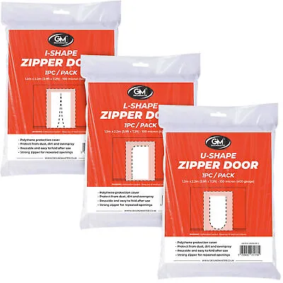 Polythene Zipper Dust Sheet Door Cover | Protective Plastic Paint Guard Barrier • £11.99