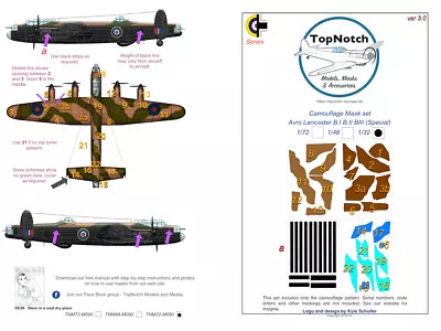 TopNotch Lancaster Camouflage Scheme Vinyl Mask Set • £10.55