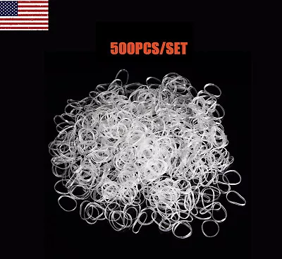 Mini Clear Hair Elastics Rubber Bands Braids Braiding Plaits Small Bands 500 Set • $2.56