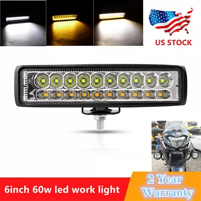 1x 6” Amber&White LED Work Light Bar Spot Pods Fog Offroad 4x4WD Motorcycle 12V • $10.99