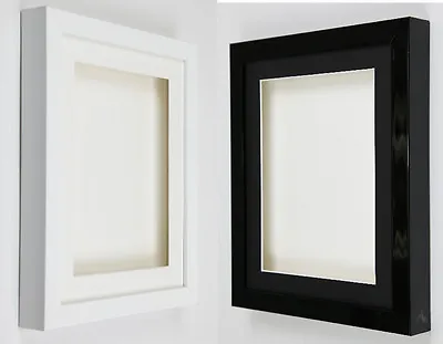 Shadow Box Frames 3D Deep Gloss Black Or Gloss White With Picture Mounts Medals • £9.22