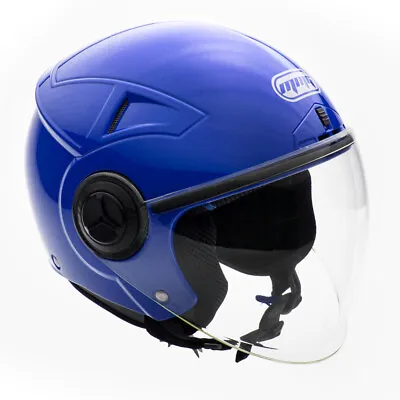 MMG Motorcycle Scooter Pilot Open Face Flip-Up Helmet DOT - Shiny Blue Large • $50.90
