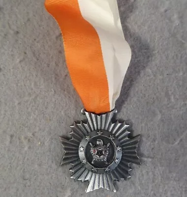 Order Of Demolay Masonic Medallion Orange White Ribbon Stars Pendant Vintage • $19.99