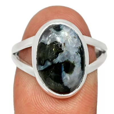 Natural Mystic Merlinite Crystal - Madagascar 925 Silver Ring S.8.5 CR40342 • $12.99