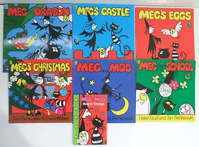 V) Meg & Mog 7x Book Job Lot Megs Dragon Eggs Castle School Christmas Etc • £5.99