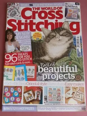 World Of Cross Stitching Magazine #185 Margaret Sherry Cat Retro Oriental Floral • £4.99