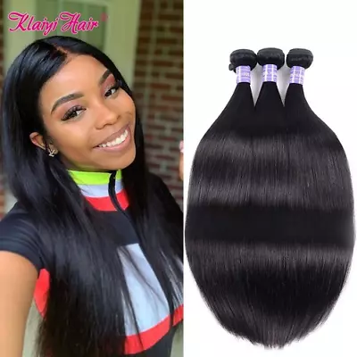 Straight Hair Hair Extension 100% Human Hair Weave 1/3/4 Pcs Straight Bundles • $113.77