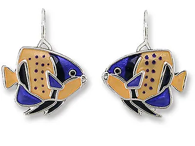 Majestic Angelfish Ultrafine Enamel Dangle Earrings By Zarah • $24.99