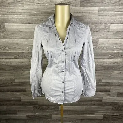 H&M Button Down Collared Long Sleeve Grey Casual Shirt Women's Size 6 • $27