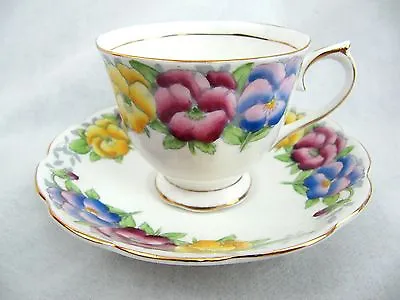 Royal Albert Cup & Saucer - Malvern Shape - Pansies • $29.95