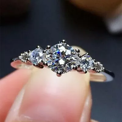 $2.06 • Buy Round Cubic Zircon 925 Silver Filled Ring Fashion Women Wedding Jewelry Sz 6-10
