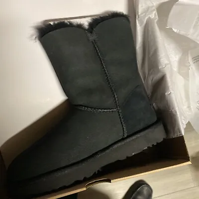 UGG Women's Bailey Button II - Black Suede - New In Box - Size 6 • $100