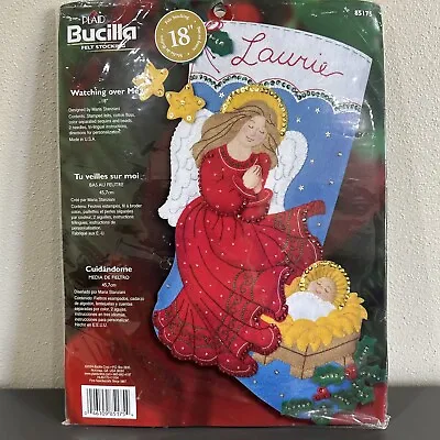 Vintage Bucilla 18” Felt Christmas Stocking Kit “Watching Over Me” 85175 Angel • $24.99