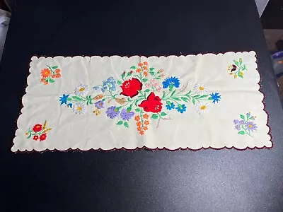 Vintage Hungarian Floral Matyo Table Runner. Small • $25