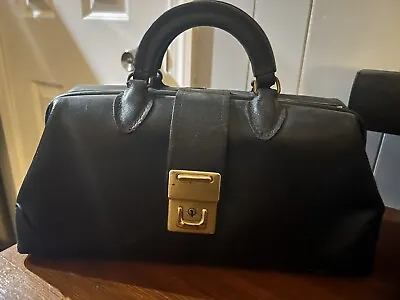 Antique McCoy Black Cowhide Leather Doctors Bag • $125