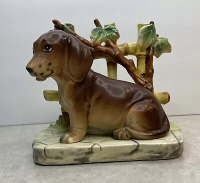 Vintage Lefton Japan Red Brown Dachshund Dog Puppy Figurine Fence • $19.99