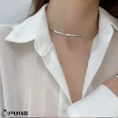 £3.99 • Buy Cute Flat Casual Gold Snake Chain Herringbone Dress Short Silver Choker Necklace