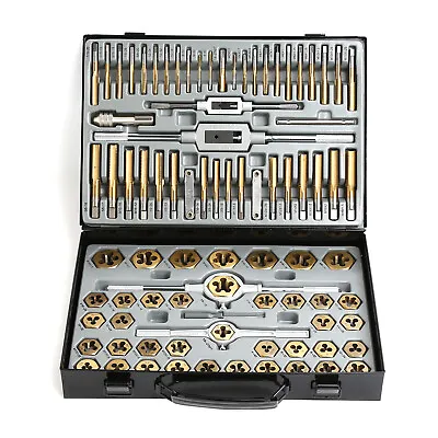 86PC Tap And Die Set SAE METRIC Tools Metal Case Tapping Thread Cutting Kit Set • $82.52