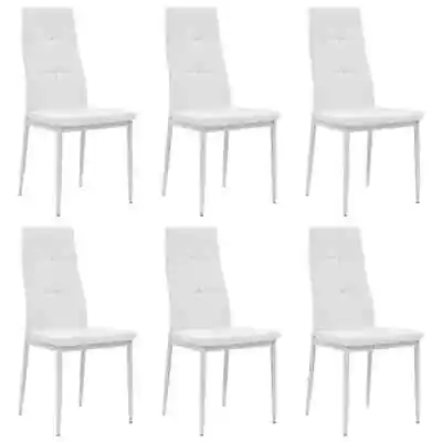 $274.95 • Buy Set Of 6 White Dining Chairs Artificial Leather Modern Kitchen Seat Furniture