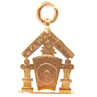 Antique 9 Carat Rose Gold Masonic Watch Chain 9ct Mason Fob Pendant Medal • £190