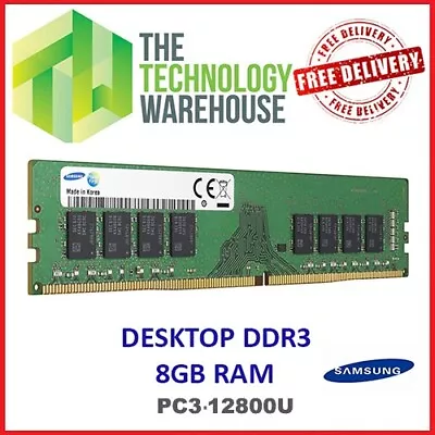 8GB DDR3 Desktop RAM - PC3-12800U 1600MHz - 1.5V UDIMM Memory 240 Pin Samsung • £9.85