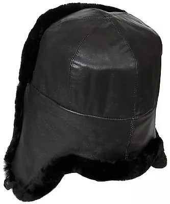 Naval Officer Mouton Sheepskin Russian Winter Hat Ushanka Genuine Lamb Leather. • $99.95