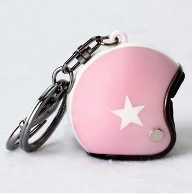 Motorcycle Helmets Keychain Cute Pink Vespa Vintage White Line Small • $10