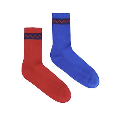 NWT Rowing Blazers Red & Blue Mismatched Zig Zag Core Socks (Unisex) • $17.99