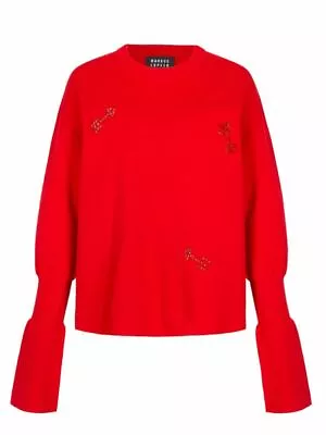 MARKUS LUPFER NINA SEQUIN ARROWS RED MERINO WOOL JUMPER SWEATER  Sz M  $350 • $169.99