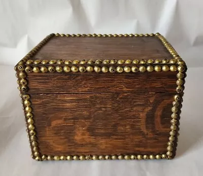 Handmade Rustic Small Lined Hinged Lid  Oak Recipe/Storage Box • $10