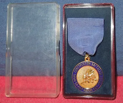 VTG 1957 USN Seabee NCB Port Hueneme Inscribed Swimming Medal In Original Case • $12.99