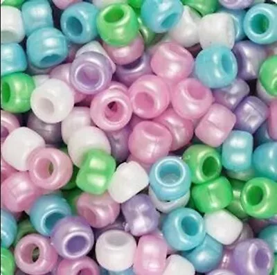 £2.50 • Buy 100 Pony Beads 9x6mm IDEAL FOR DUMMY CLIPS BRACELETS BRAIDING