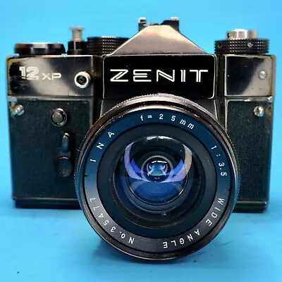 Zenit 12xp 35mm SLR Film Camera Kit W/ Ina 25mm F3.5mm Lens!  Lomo No Meter • £60