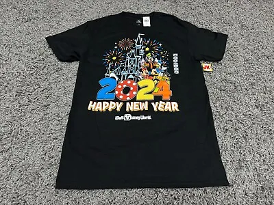 NEW Walt Disney World Shirt Adult Medium Black Happy New Year 2024 Mickey Retro • $29.99
