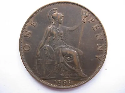 1899 Victoria Bronze Penny GVF Rim Nicks • £18