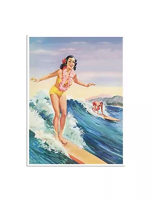 Retro Hawaii Surfing Poster Vintage Hawaiian Art Print 20x30  H1603 • $36.99