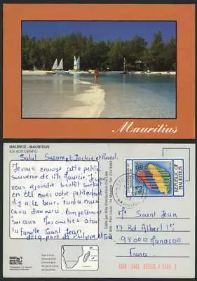 Mauritius Maurice Ile Aux Cerfs Beach Seaside Panorama Boats Rs3 Larger Postcard • £2.99