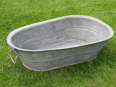 Vintage Galvanised Bath Trough Garden Planter. • £85