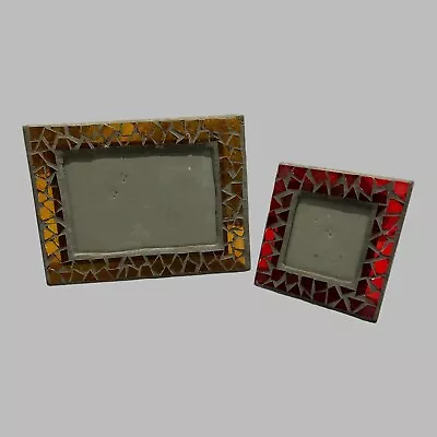 Mosaic Style Glass Picture Frames Set Of Two Boho Chic Tabletop • $13.92