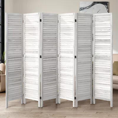 Oikiture 6 Panel Room Divider Privacy Screen Partition Timber Wooden Fold White • $159.90