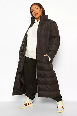 £35 • Buy Boohoo Plus Black Long Maxi Full Length Puffer Coat UK 22