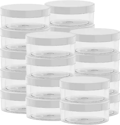 20 Pcs 2 Ounce Plastic Jars Containers Round Screw Lids Cosmetic Jars Leak Proof • $21.27