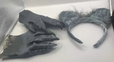 Grey Werewolf Gloves Ears Paint Flaws Claws Costume Cosplay Latex Furry Monster • $17.99